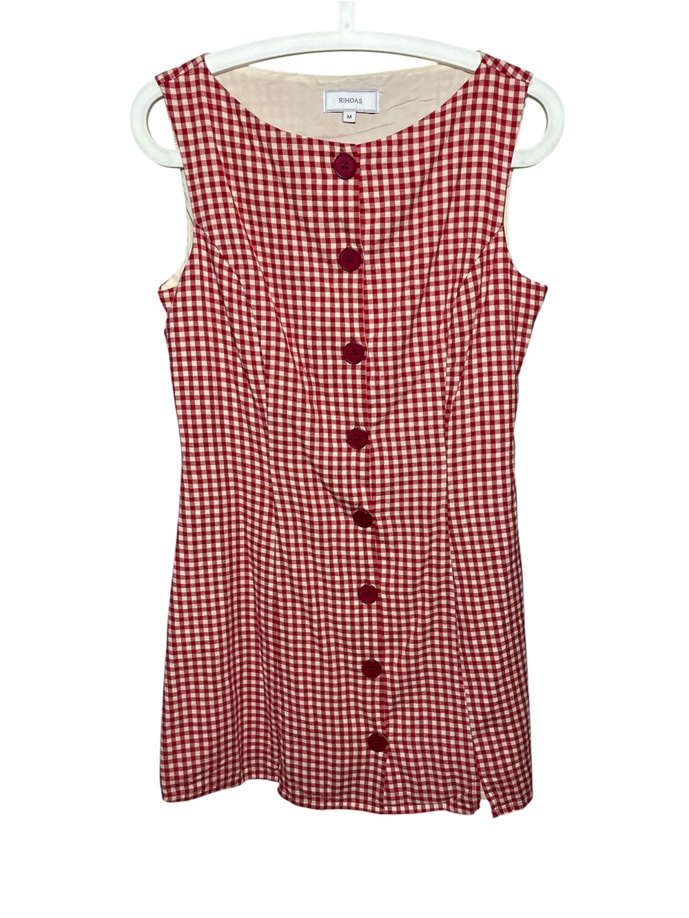 RIHOAS The Red Boat Neck Plaid Mini Dress Size Medium